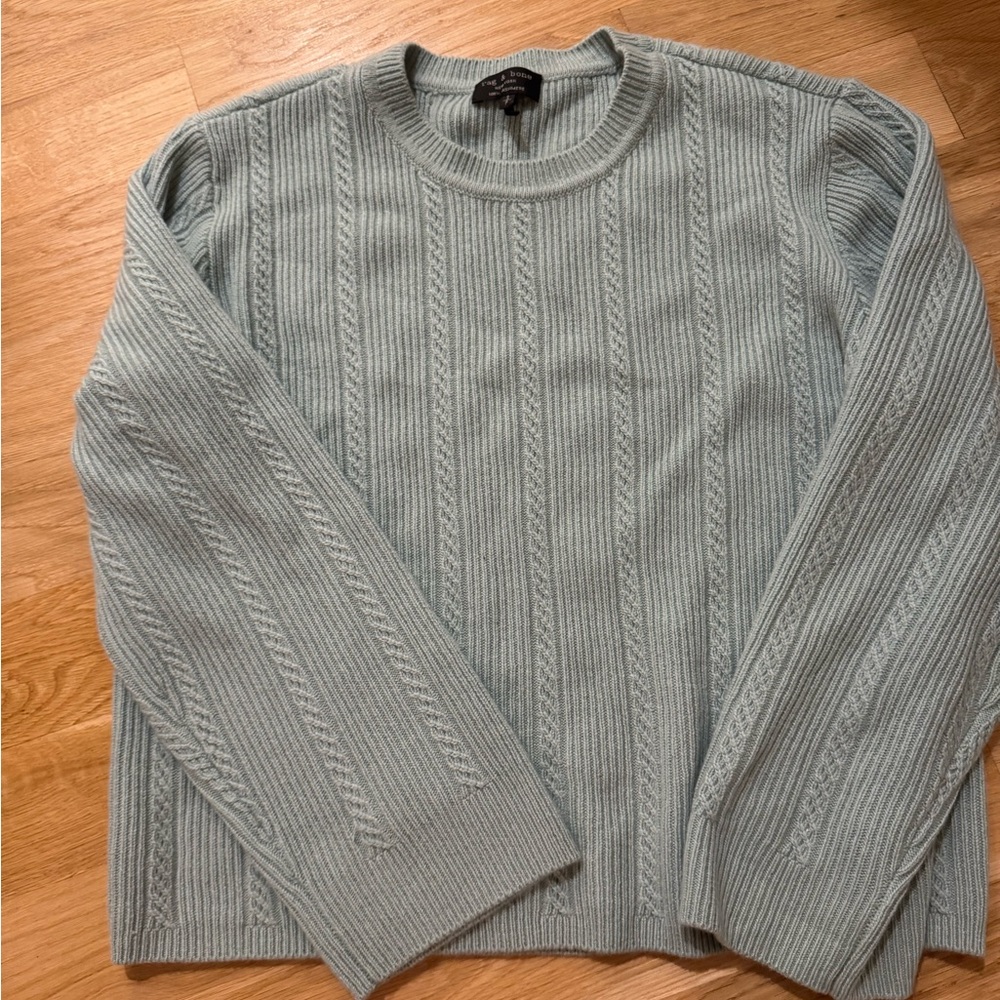 Brand new rag & bone women's cashmere teal green Crewneck Sweater